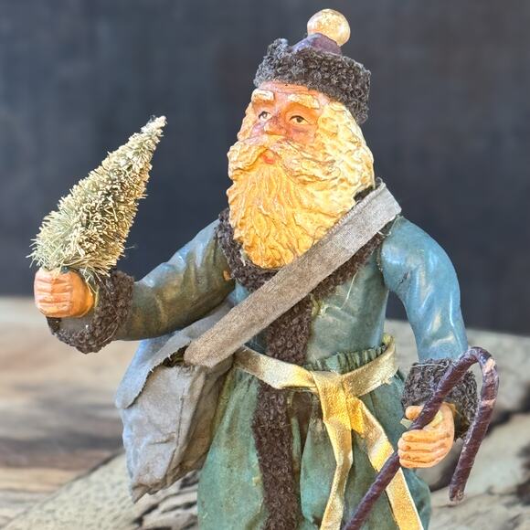 Vintage Kurt Adler Santa's World Fabriche' Old World Santa w Tree Figurine, 6.5" - Picture 6 of 9